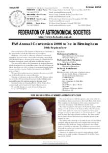 Issue 81  Published by the Federation of Astronomical Societies PRESIDENT Callum Potter, Tel: 