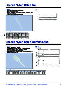 Beaded Nylon Cable Tie Features Natural Nylon 6/6 Molded Construction Blunt Tip for General Use Smooth, Rounded Configuration Eliminates Damage to Wire and Cable Insulation