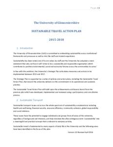 Page |1  The University of Gloucestershire SUSTAINABLE TRAVEL ACTION PLANIntroduction