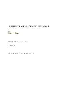 A PRIMER OF NATIONAL FINANCE By