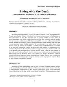 Living with the Dead: Conception and Treatment of the Dead at Pachacamac
