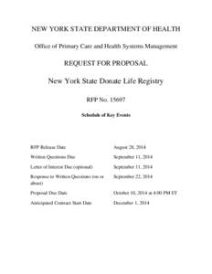 Request for Proposal #15697: New York State Donate Life Registry