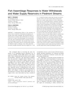 DOI: s00267Fish Assemblage Responses to Water Withdrawals and Water Supply Reservoirs in Piedmont Streams MARY C. FREEMAN* US Geological Survey