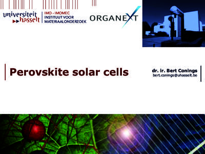 IMO - IMOMEC INSTITUUT VOOR MATERIAALONDERZOEK Perovskite solar cells