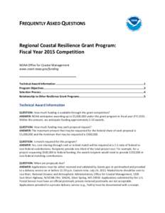 Frequently Asked Questions: Regional Coastal Resilience Grant Program Fiscal Year 2015 Competition