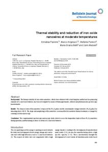 Thermal stability and reduction of iron oxide nanowires at moderate temperatures Annalisa Paolone*1, Marco Angelucci*2, Stefania Panero3,