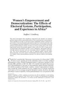 28  Studies in Comparative International Development / Spring 2004 Women’s Empowerment and Democratization: The Effects of