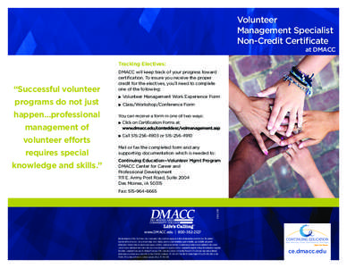 Volunteer Management Specialist Non-Credit Certificate at DMACC Tracking Electives: