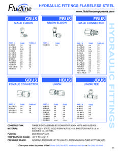 HYDRAULIC FITTINGS-FLARELESS STEEL www.fluidlinecomponents.com CBUS  UNION ELBOW