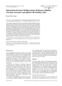 ICES Journal of Marine Science, 63: 946e951doi:j.icesjmsInteractions between Mediterranean bottlenose dolphins (Tursiops truncatus) and gillnets oﬀ Sardinia, Italy Bruno Dı´az Lo´pez