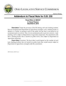 Addendum to Fiscal - I - Ohio Legislative Service Commission