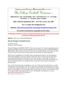 INTERCOLLEGIATE FOOTBALL RESEARCHERS ASSOCIATION ™  The College Football Historian ™
