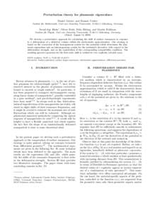 Perturbation theory for plasmonic eigenvalues Daniel Grieser and Hannes Uecker Institut f¨ ur Mathematik, Carl von Ossietzky Universit¨ at, DOldenburg, Germany