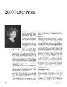 2003 Satter Prize  The 2003 Ruth Lyttle Satter