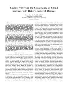 Caelus: Verifying the Consistency of Cloud Services with Battery-Powered Devices Beom Heyn Kim∗ and David Lie† ∗ Department † Department
