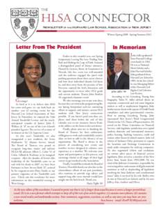 THE  HLSA CONNECTOR Newsletter of the Harvard Law School Association of New Jersey Winter/Spring 20091- 