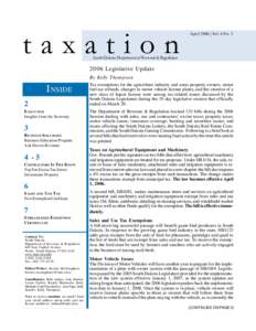 taxation  April 2006 | Vol. 6 No. 2 South Dakota Department of Revenue & Regulation