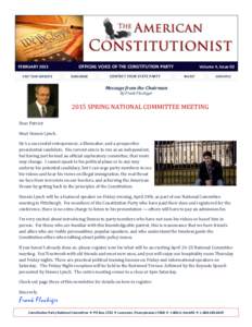 FEBRUARY 2015 VISIT OUR WEBSITE OFFICIAL VOICE OF THE CONSTITUTION PARTY SUBSCRIBE