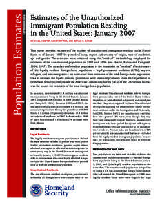 Estimates of the Unauthorized Immigrant Population Residing in the United States: January 2007