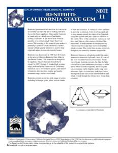 NOTE BENITOITE 11 CALIFORNIA STATE GEM  CALIFORNIA GEOLOGICAL SURVEY