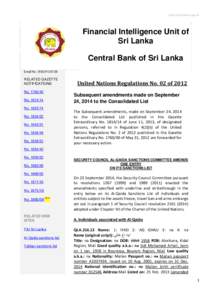http://fiusrilanka.gov.lk  Financial Intelligence Unit of Sri Lanka Central Bank of Sri Lanka Email No. UNSCR1267/26