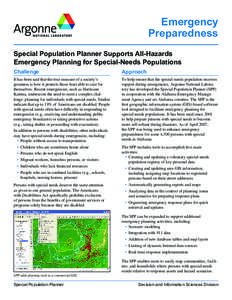 Special Population Planner Supports All-Hazards Emergency Planning for Special-Needs Populations