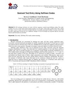 Gestural Text Entry Using Huffman Codes