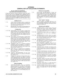 APPENDIX GENERAL SETS OF EVALUATION STATEMENTS EVALUATION STATEMENTS FOR THE BASIC BUILDING SYSTEM  Deflection incompatibility