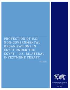 PROTECTION OF U.S. NON-GOVERNMENTAL ORGANIZATIONS IN EGYPT UNDER THE EGYPT – U.S. BILATERAL INVESTMENT TREATY
