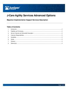 J-Care Agility Services Advanced Options – Migration Implementation Support Services Description