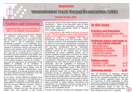 Newsletter Number 26; May, 2014 Frontiers and Extensions Capabilities accounting in the I-O/SAM framework