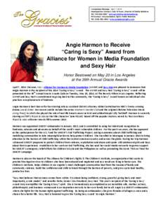 Microsoft Word - Press Release Angie Harmon Awarded Caring is Sexy