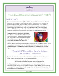 ; TCU Institute of Child Development SummerTrust-Based Relational Intervention® (TBRI®)