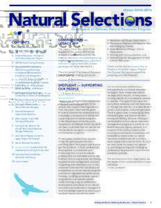 Winter 2014–2015  Natural Selections Department of Defense Natural Resources Program  CONTENTS