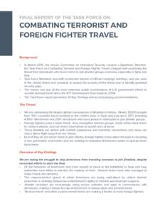 SeptemberFINAL REPORT OF THE TASK FORCE ON COMBATING TERRORIST AND FOREIGN FIGHTER TRAVEL
