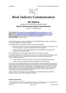 BIC Realtime  Returns Authorisation Request and Response Book Industry Communication BIC Realtime
