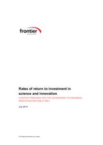 Rates of return to investment in science and innovation