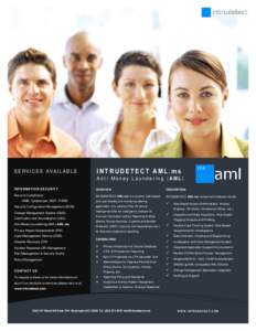 SERVICES AVAILABLE  INTRUDETECT AML.ms Anti-Money Laundering (AML)  IN F O R M AT I O N S E C U R IT Y