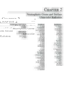 Chapter 2 Stratospheric Ozone and Surface Ultraviolet Radiation Coordinating Lead Authors: A. Douglass V. Fioletov