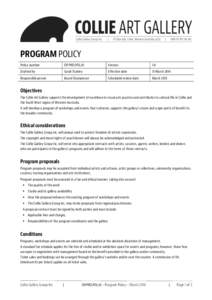 PROGRAM POLICY Policy number OP.PRO.POL.01  Version