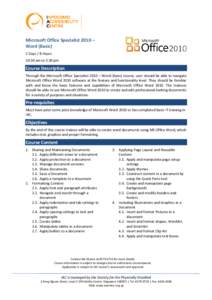 Microsoft Office Specialist[removed]Basic)