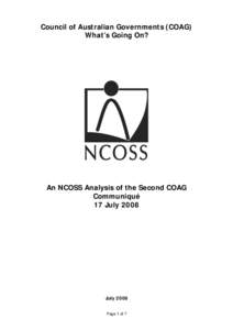 Microsoft Word - NCOSS analysis of 2nd COAG Communique Jul 08.doc