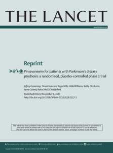 www.thelancet.com  Reprint Title Pimavanserin for patients with Parkinson’s disease