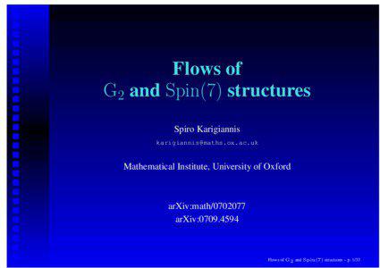 Flows of G2 and Spin(7) structures Spiro Karigiannis