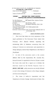 IN THE HIGH COURT OF JHARKHAND AT RANCHI W.P.(PIL) Noof 2014 Court on its own motion ….. Petitioner -VersusUnion of India and ors. …... Respondents