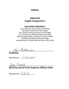 I.  CATALOG DESCRIPTION ENGL1010 English Composition I Prerequisite: Assessment testing (minimum score on placement exam) or successful completion