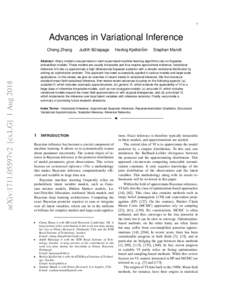 1  Advances in Variational Inference arXiv:1711.05597v2 [cs.LG] 1 Aug 2018