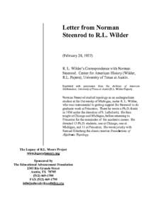 Letter from Norman Steenrod to R.L. Wilder (February 28,  1937)