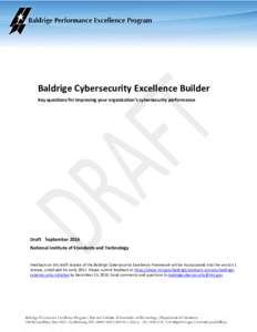 Baldrige Cybersecurity Excellence Builder Draft