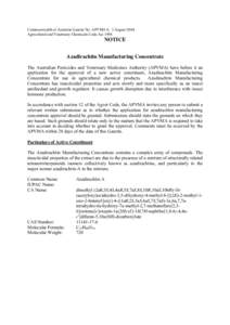 Azadirachtin Manufacturing Concentrate Gazette